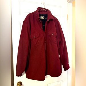 Freedom Foundry Men’s Burgundy Heavy Weight Shacket Jacket Sherpa Lined Size XXL
